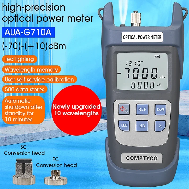 

COMPTYCO FTTH Fiber Optical Power Meter AUA-G710A/G510A Fiber Optical Cable Tester -70dBm~+10dBm/ -50dBm~+26dBm SC/FC Connector