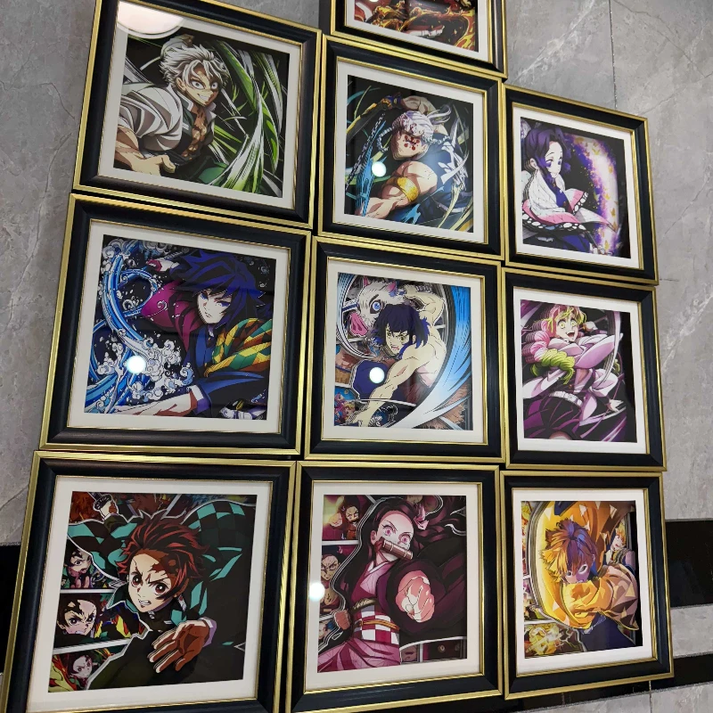 

Demon Slayer Anime Cartoon Cute Handmade Photo Frame Kawaii 2D Boys and Girls Home Decor Figurines Display Posters Gifts