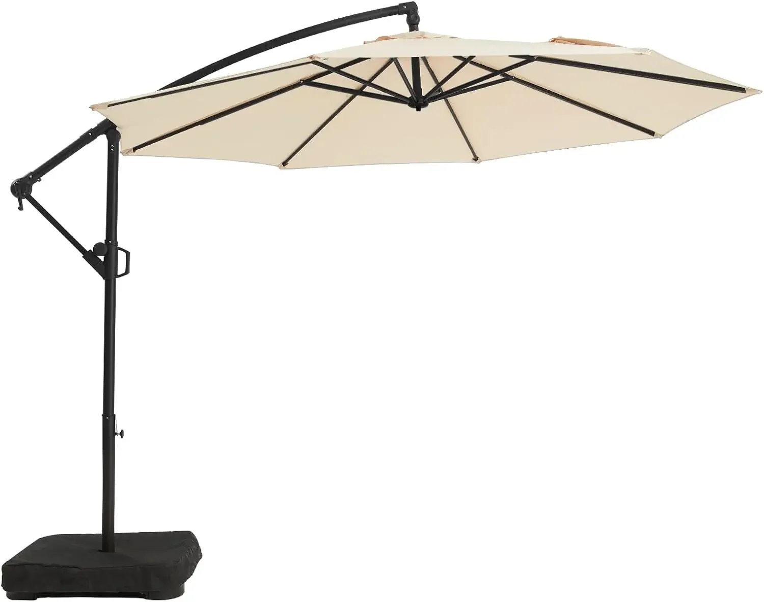 10ft Patio Umbrella with Base Included, Outdoor Offset Cantilever Umbrella, Infinite Tilt, Crank and Cross Base, Beige