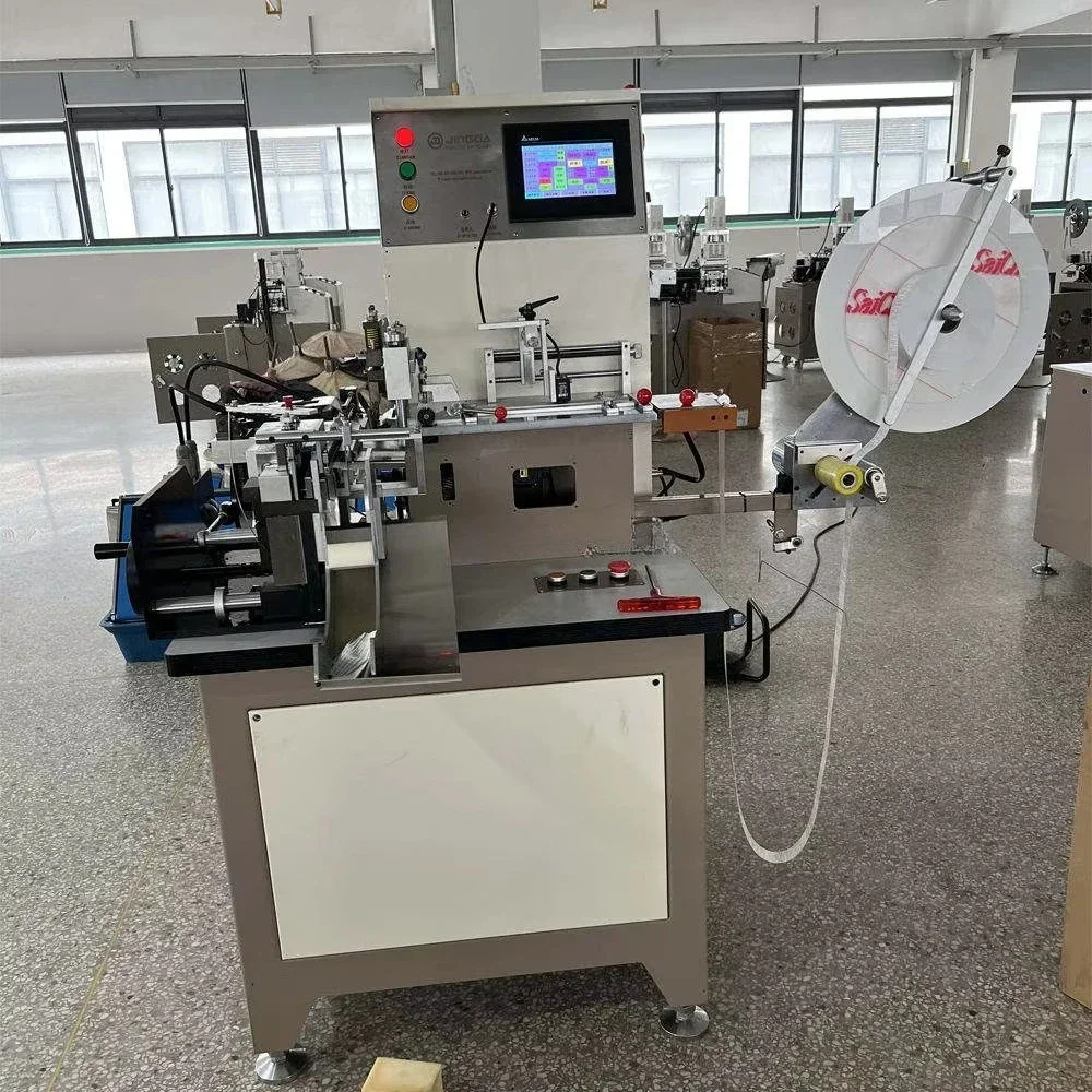 

JZ-2816 210pcs/Min High Speed Fully Automatic Lel Cutting and Folding Machine for Garment Wash Care Lel