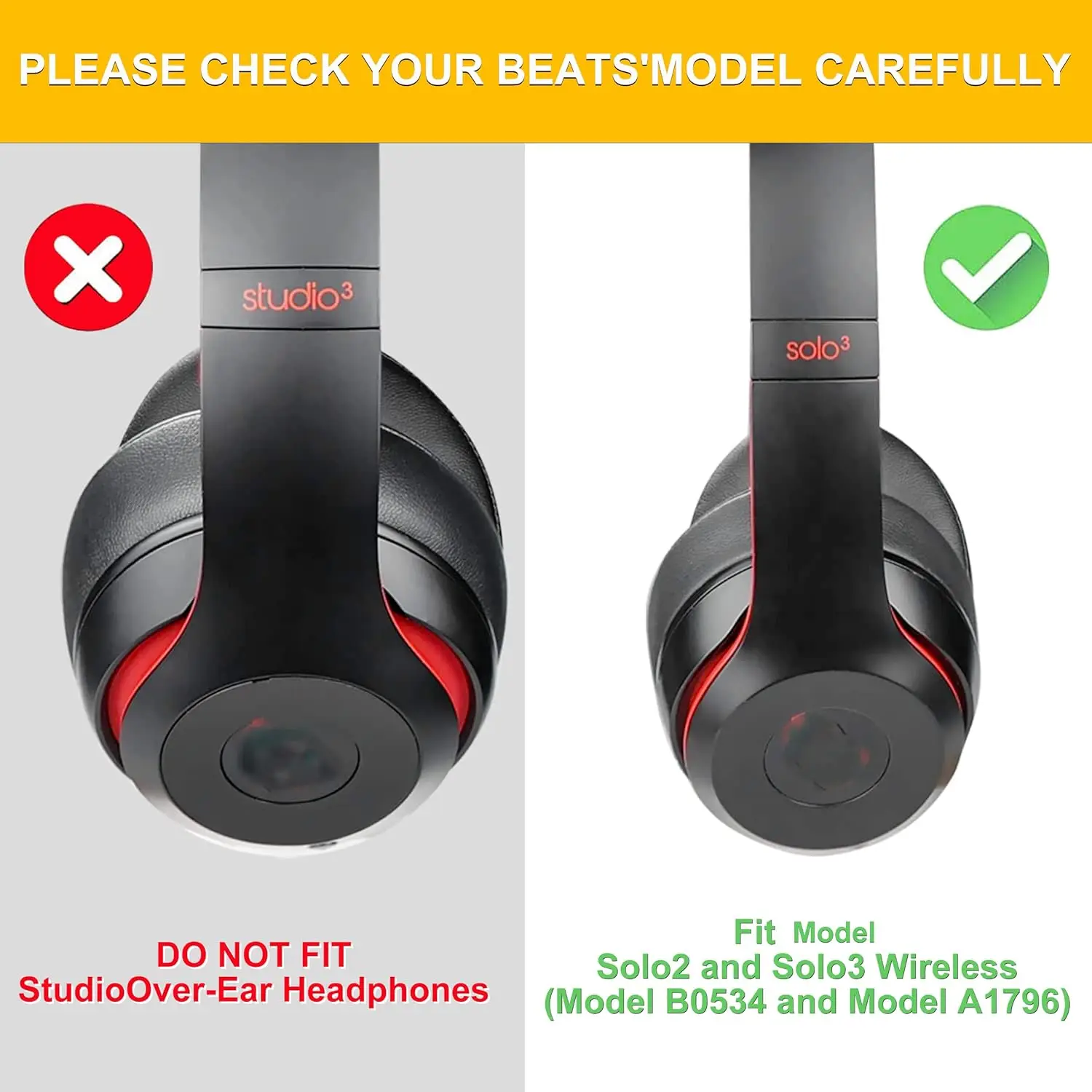 Solo 2.0 Solo3 Solo2 Earpads Replacement Ear Cushion Ear Pads for Solo 3.0 Wireless, Solo 2.0 Wireless On-Ear Headphone,3M Stron