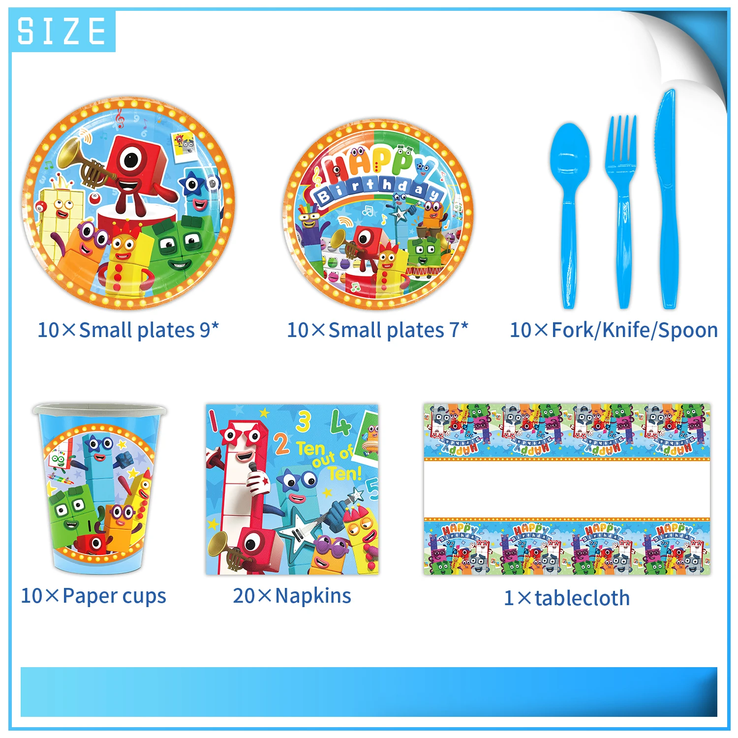 Cartoon Number Building Blocks Theme Birthday Party Decoration Disposable Tableware Cup Napkin Baby Shower Background Kids Gifts