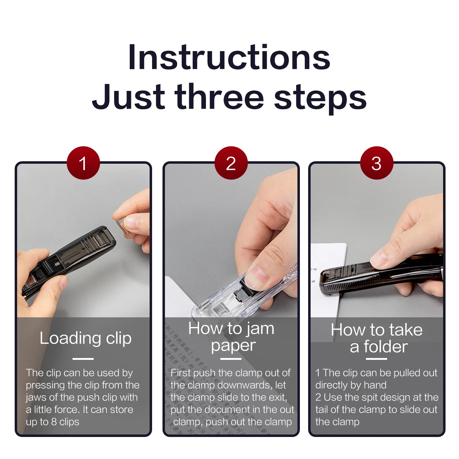 Paper Clipper Staplers Push Clamp File Documents Binding Tool Stapling Machine Paper Clips With Refills Office Supplies