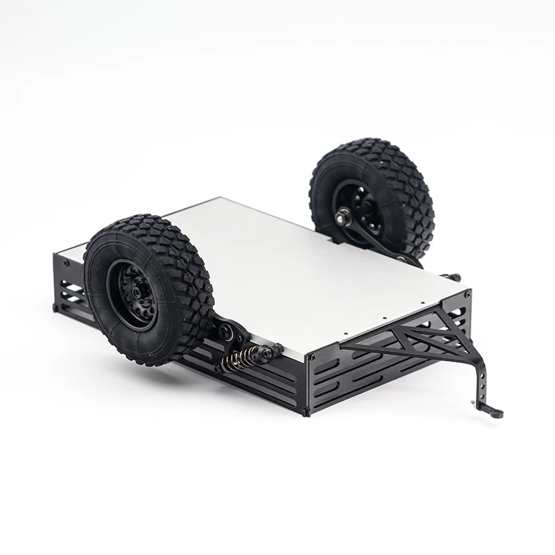 Orlandoo Hunter Metal Stainless Steel Aluminum Alloy Trailer with Shock Absorption for 1/24 1/32 RC Car Upgrade Parts