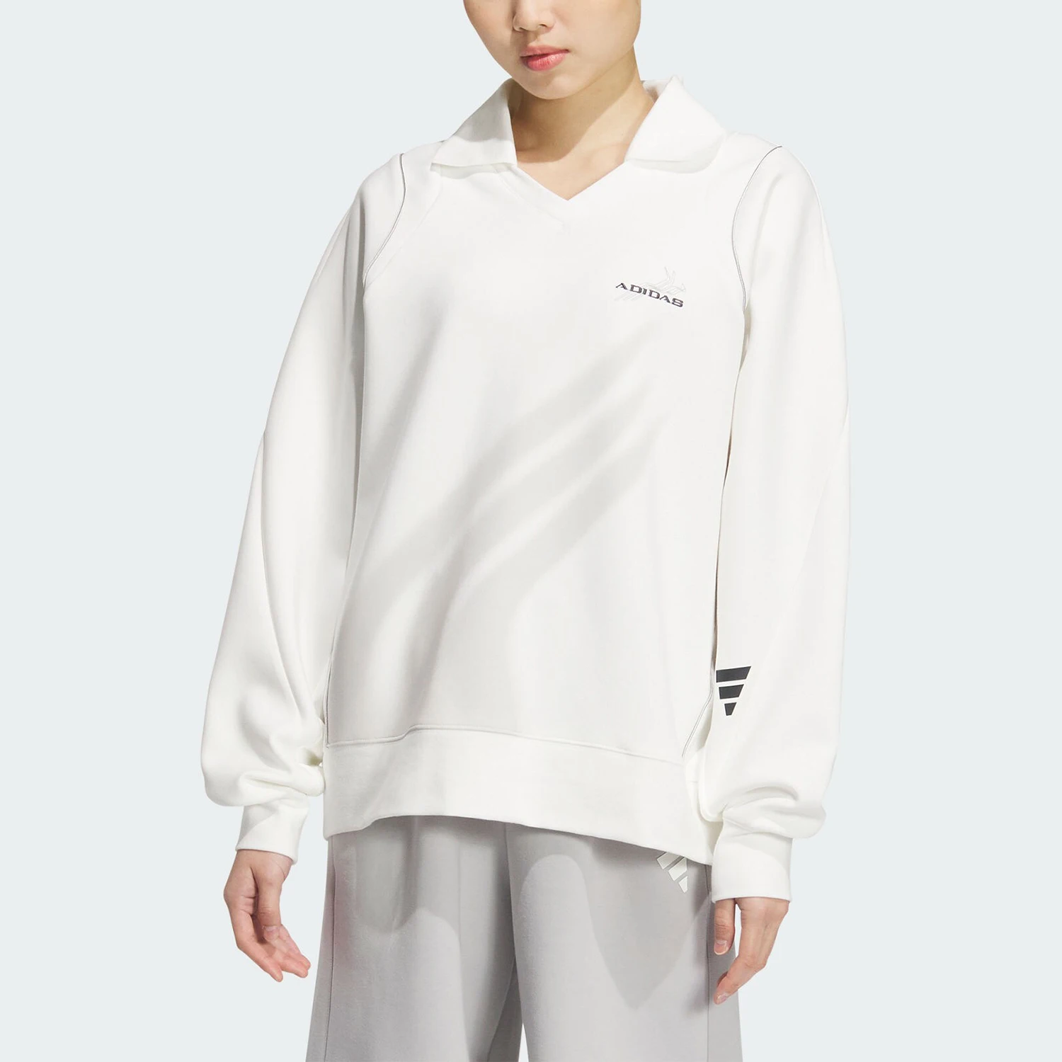 

Официальная спортивная женская свободная толстовка Adidas с капюшоном и длинными рукавами JY8059