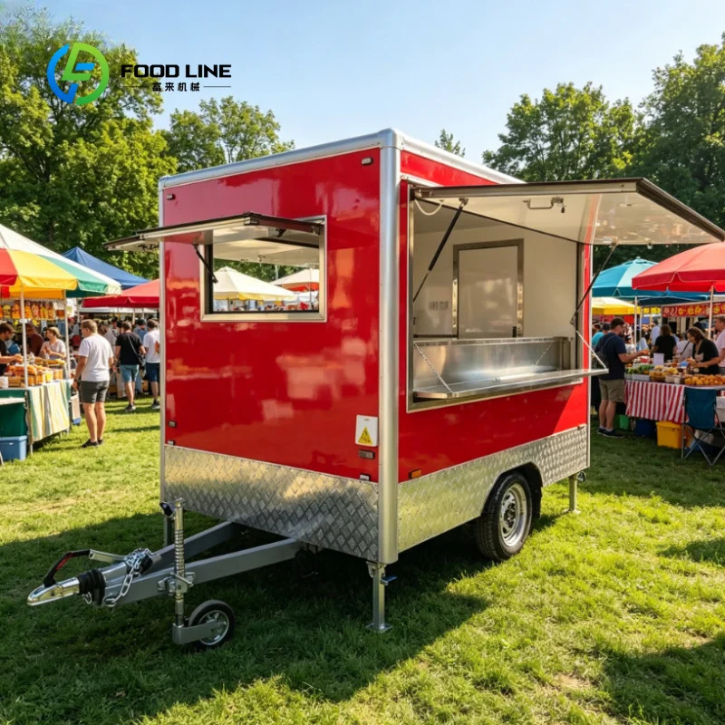 Customized Mobile Food Truck Trailer Fully Equipped Small Coffee Snack Cart for Street Vending Fast Food Mobile Restaurant