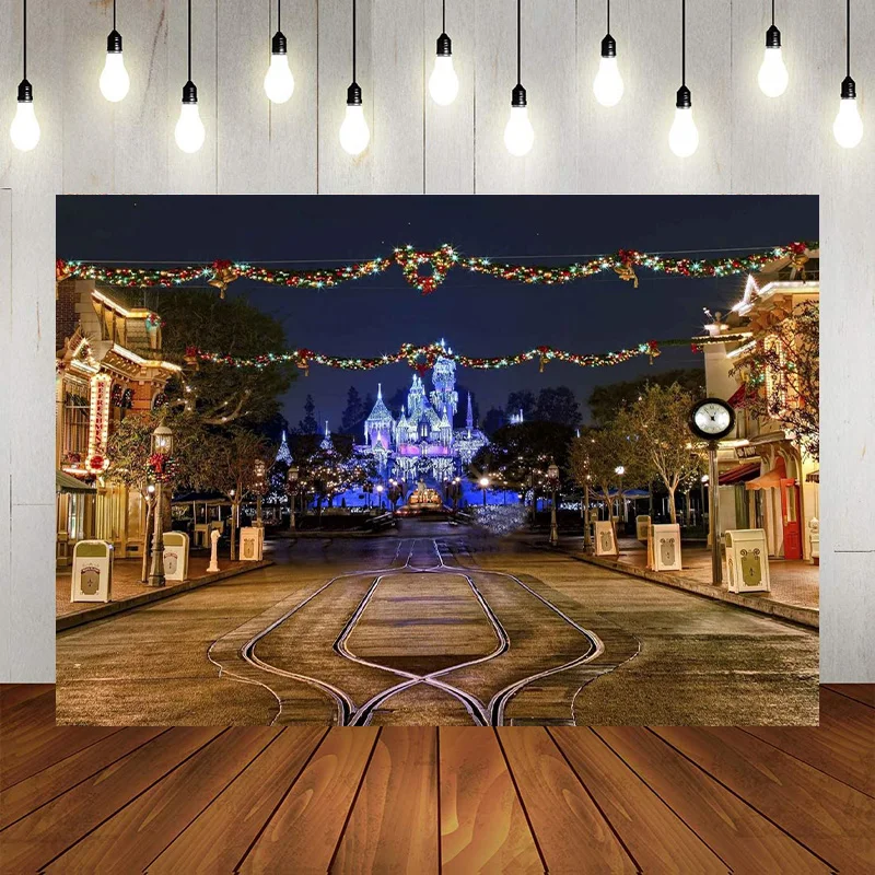 子供の遊び場の背景、誕生日パーティーの装飾、クリスマス遊園地、漫画の城写真の背景、バアン