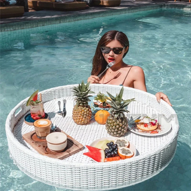 

Bali Rattan Tray Swimming Pool Floating Rattan Tray Breakfast Afternoon Tea Dinner Plate Hotel Rattan Basket