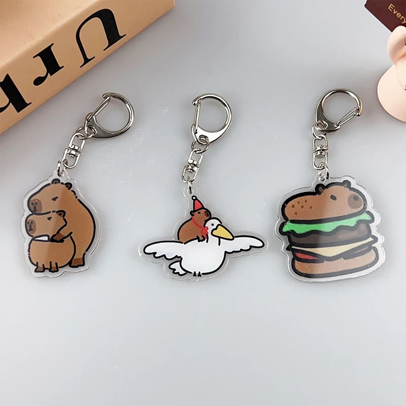 Schattige Capybara Sleutelhanger Cartoon Dier Sleutelhanger Mooie Acryl Sleutelhanger Schooltas Decoratie Beste Vriend Geschenken