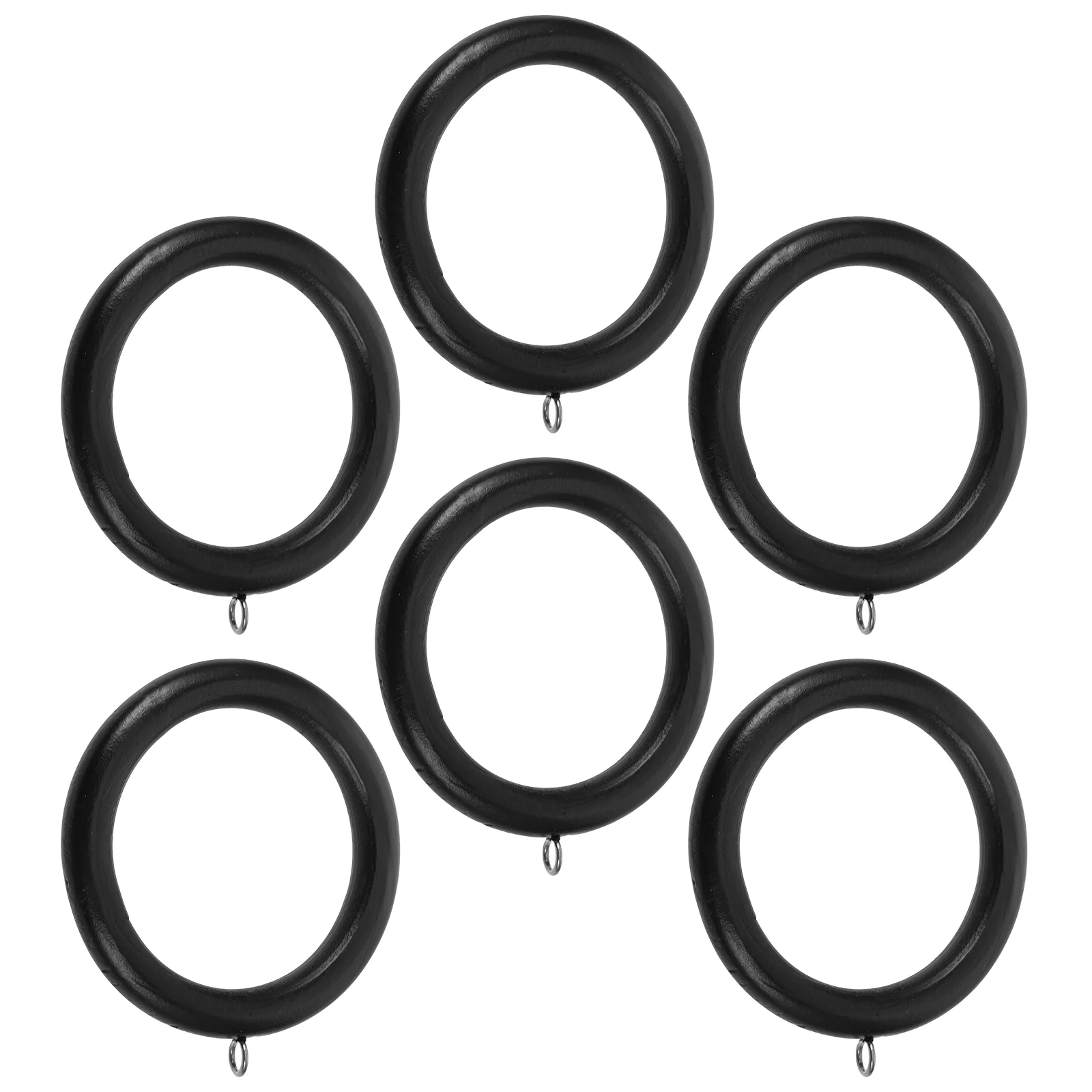 

6 Pcs Curtain Ring Wooden Drapery Rod Rings Sturdy with Clips Hook Hanging Window Shower Circle Round for Draperies