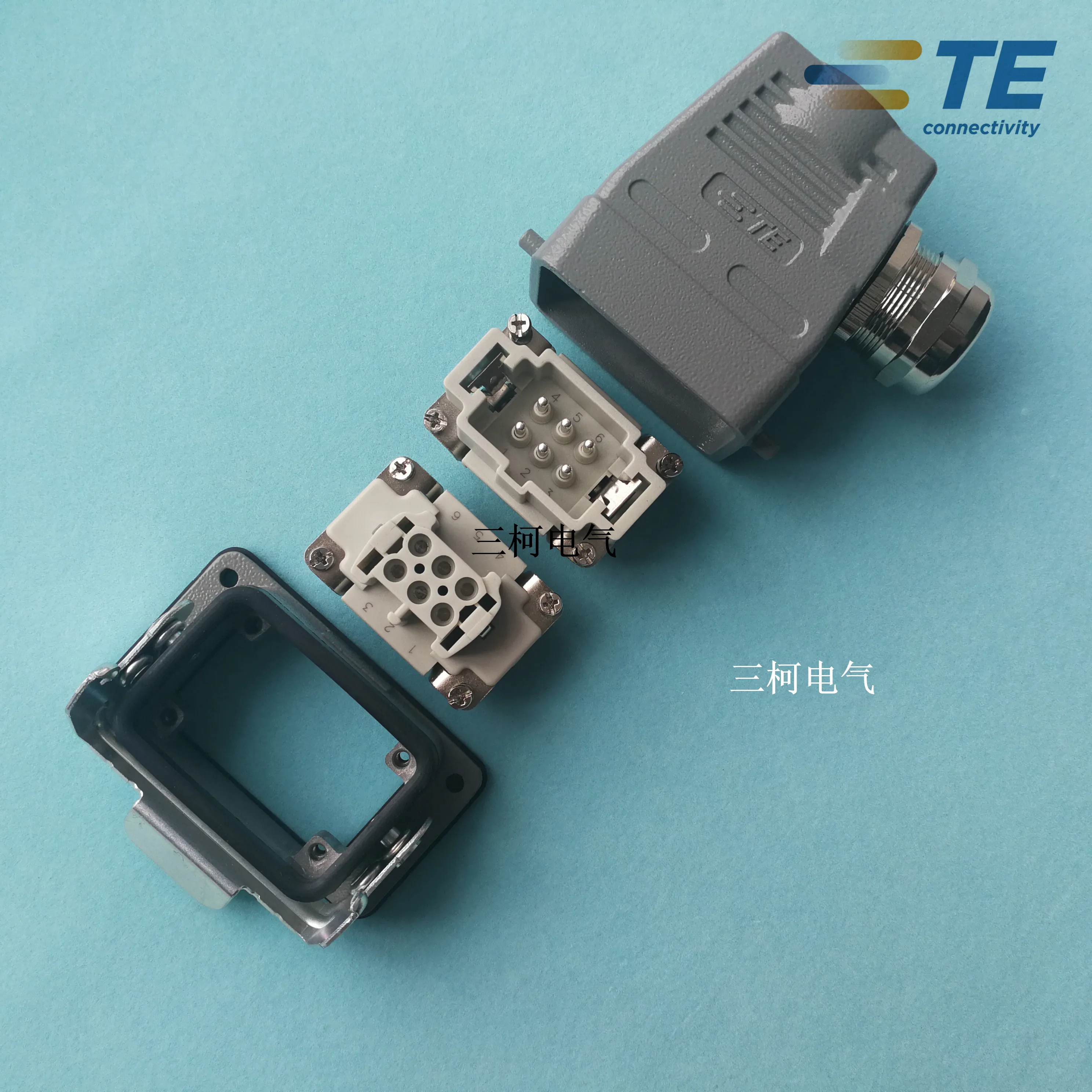 

TE Tyco HE-006-M F 6-pin 6-core Complete Set of Single-button Side-out Socket HARTING Heavy-duty Connector