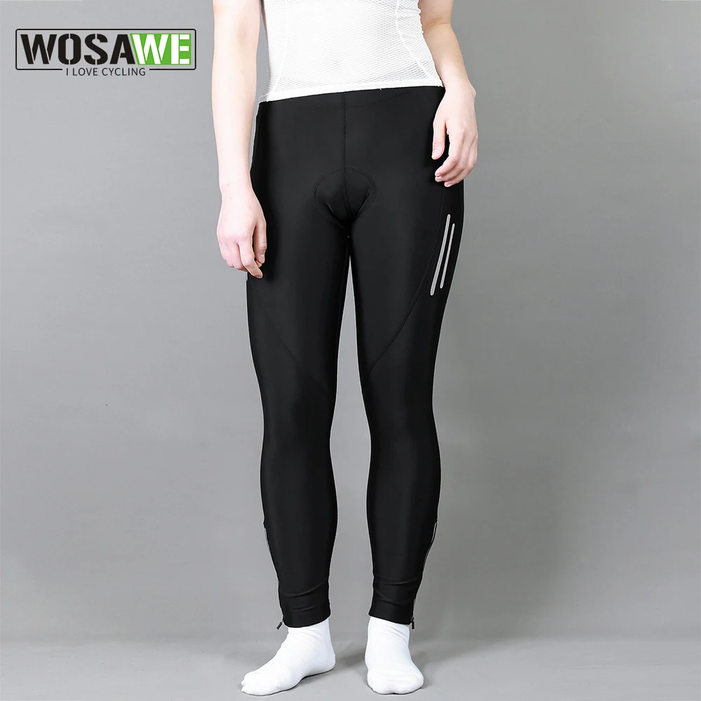 

WOSAWE Women Cycling Long Pants with 3D Padded Breathable Reflective MTB Bike Tights Bicycle Leggings Sports Trousers w/Pockets