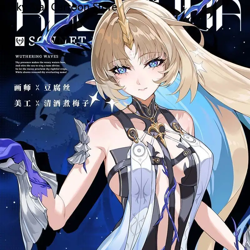 Wuthering موجات Cartethyia الاكريليك حامل نموذج زخارف مكتب تأثيري لعبة الدائمة علامة شارة اللون ورقة الليزر تذكرة أنيمي هدية