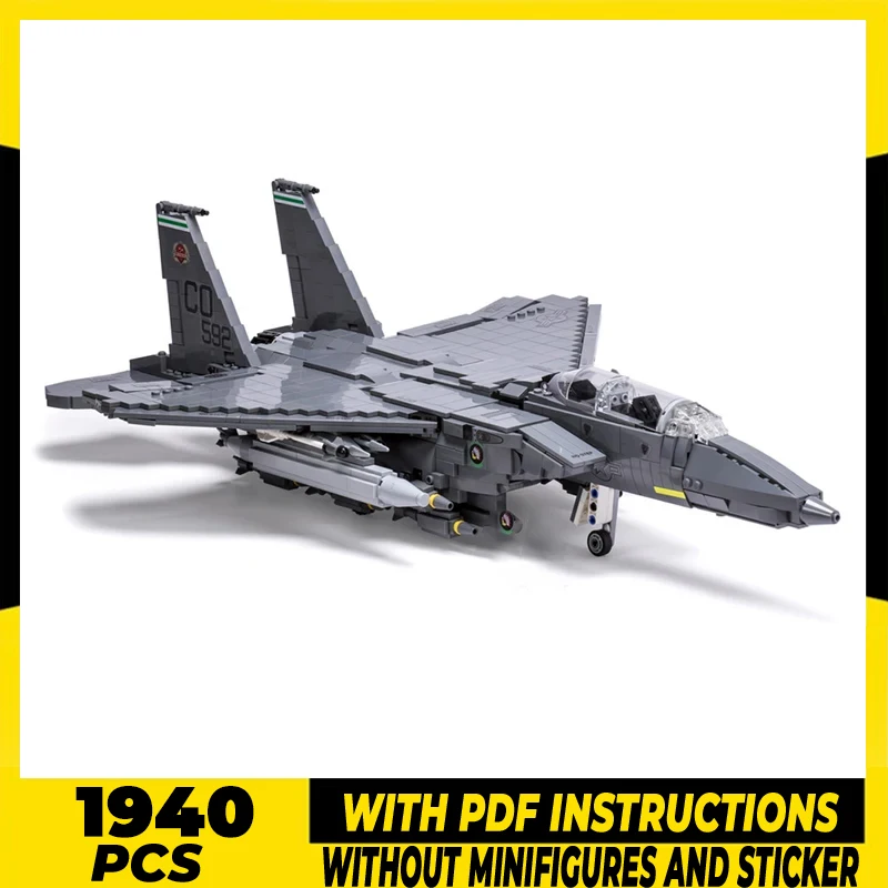 Military Aircraft Model Moc Building Bricks F-15E Strike Eagle Fighter Technology Blocks Gifts Christmas Toys DIY Sets Assembly