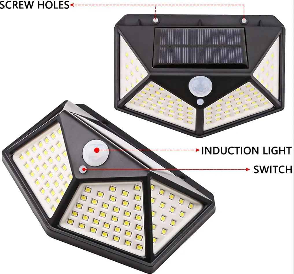 Imagem -05 - Lâmpada de Parede Solar Led de Três Lados ao ar Livre com Controle de Luz Indução do Corpo Humano Impermeável e Super Brilhante Nova