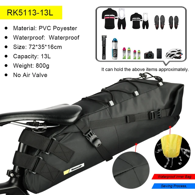 Rhinowalk Wasserdichte Fahrradsatteltasche, große Kapazität, Fahrradsatteltasche, Radfahren, faltbar, Hecktasche, MTB, Rennrad