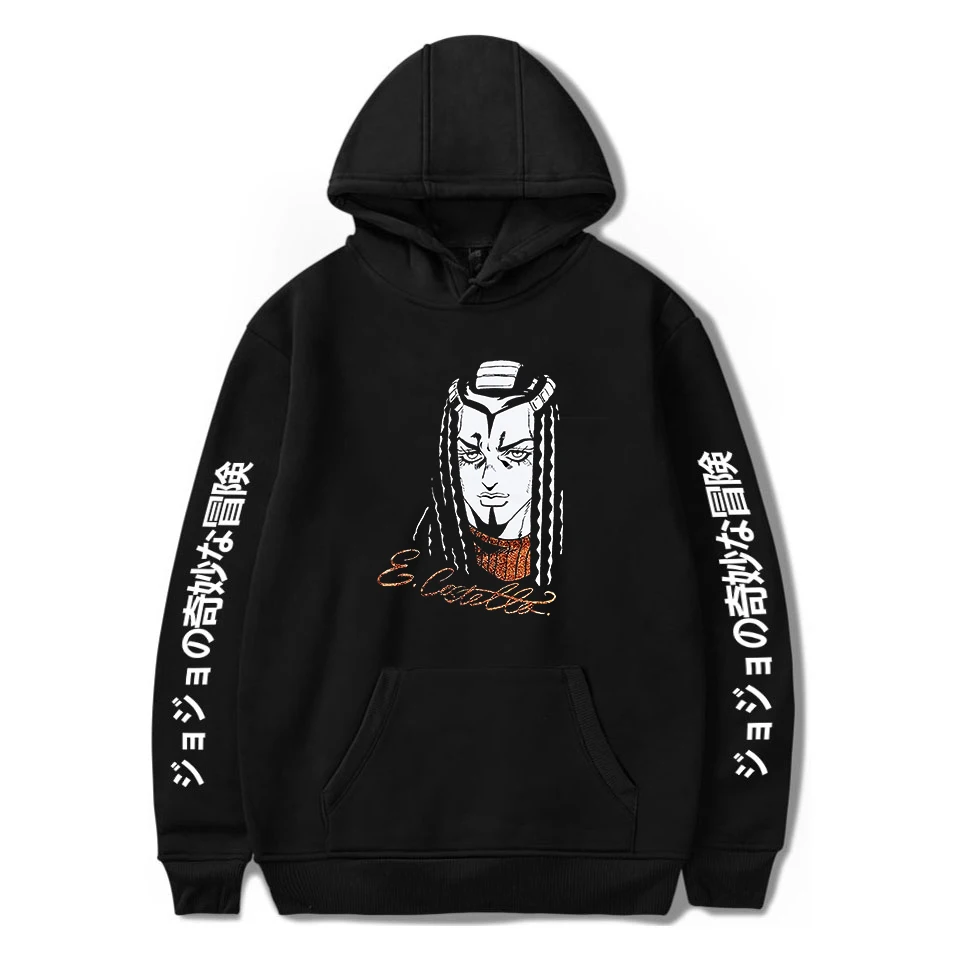 Jojo Bizarre Adventure Stone Ocean Hoodie Long Sleeve Black Sweatshirt Women Men's Hoodie Harajuku Streetwear  Anime Clothes