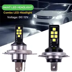 CAR H7 H4 Combo LED Headlight Kit Bulbs High Low Beam Car Kit Car Automobiles,Part Bulbs(LED) 60W Lights 52000LM Headlight B7V4