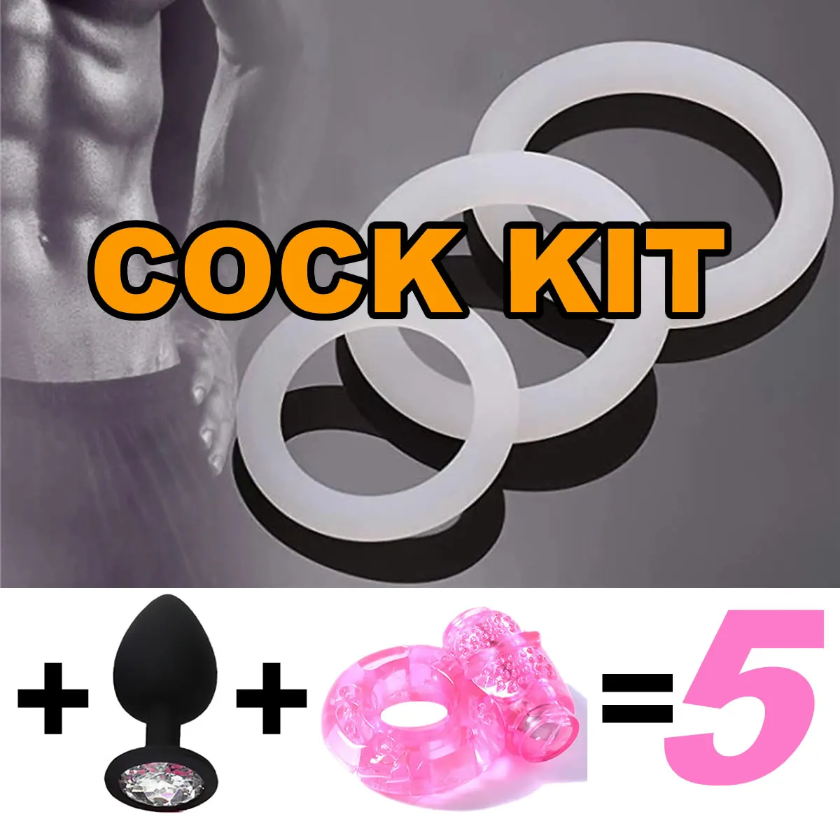 5PCS/KIT Cock Rings Flash In The Night Lock Durable Silicone Penis Ring Sex Toy for Men Male Delay Ejaculation Scrotum Lock Ring