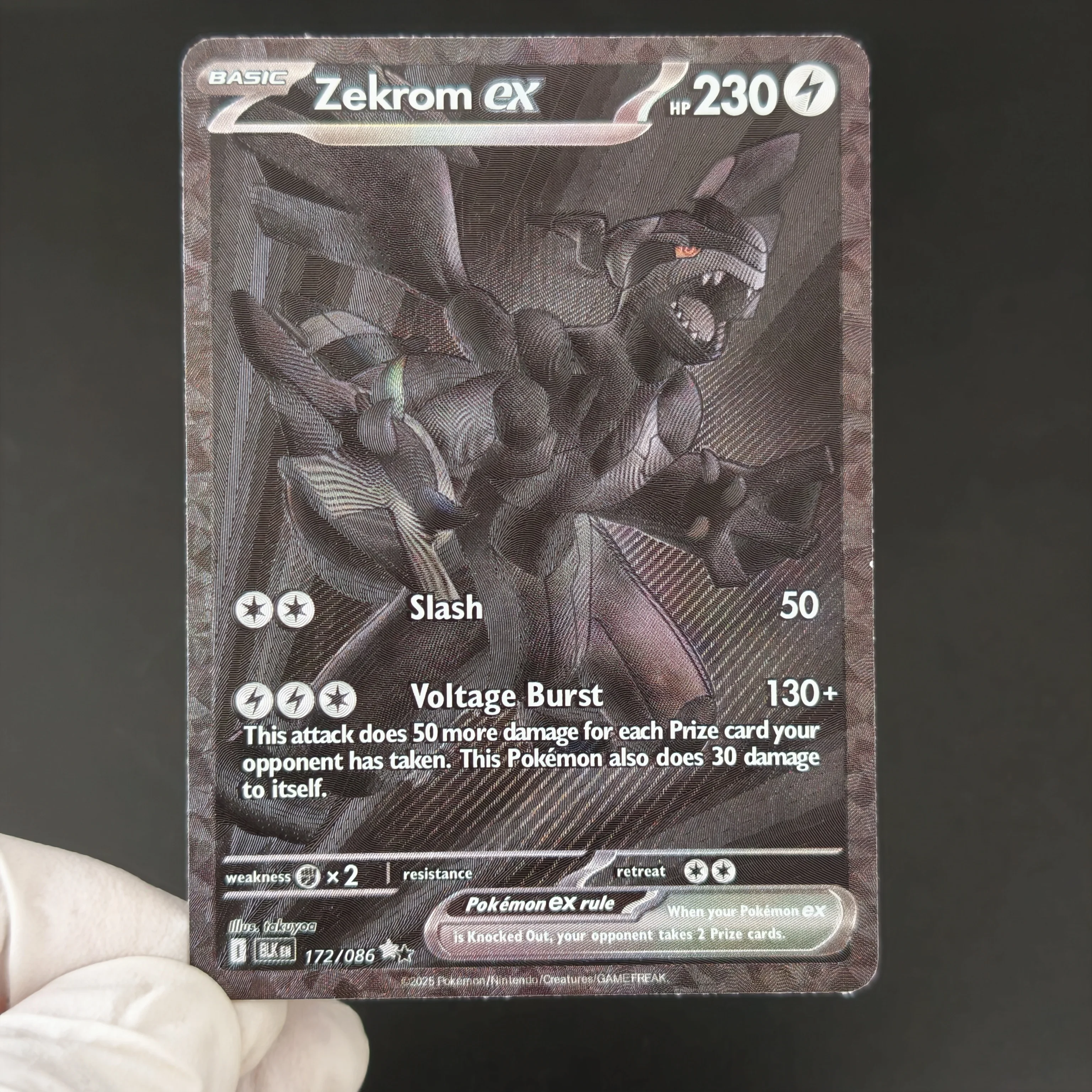 DIY English Pokemon Alternate Art Reshiram ex Zekrom ex Umbreon VMAX Gengar VMAX TCG Holo Flash Card Game Anime Cards Gift Toy view 2