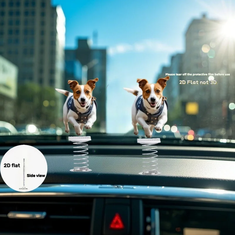 

2D Flat Acrylic Cute dog Automotive spring ornaments Car Inter Decor Party Desktop Decor auto accessory voiture gadget gifts