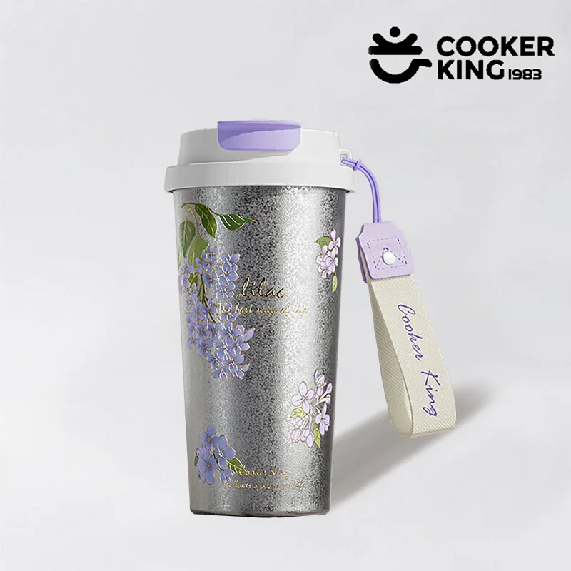 

COOKER KING 520ML Pure Titanium Insulated Cup Titanium+PP Flower Pattern Large Capacity Insulated Cup Waterbottle Christmas Gift