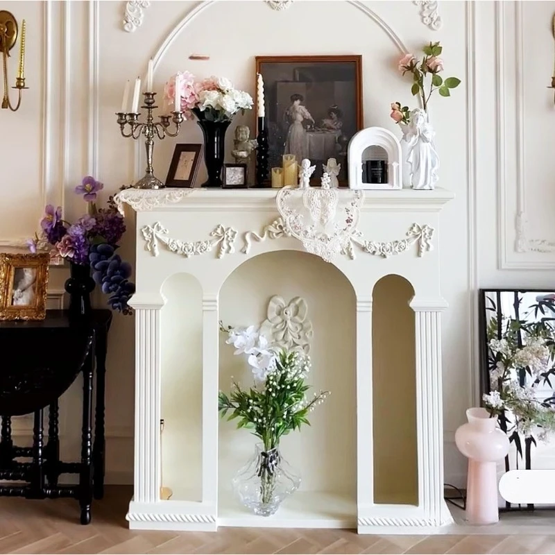 French Roman impression carved fireplace decorative cabinet porch table retro mantel shelf wedding photography props