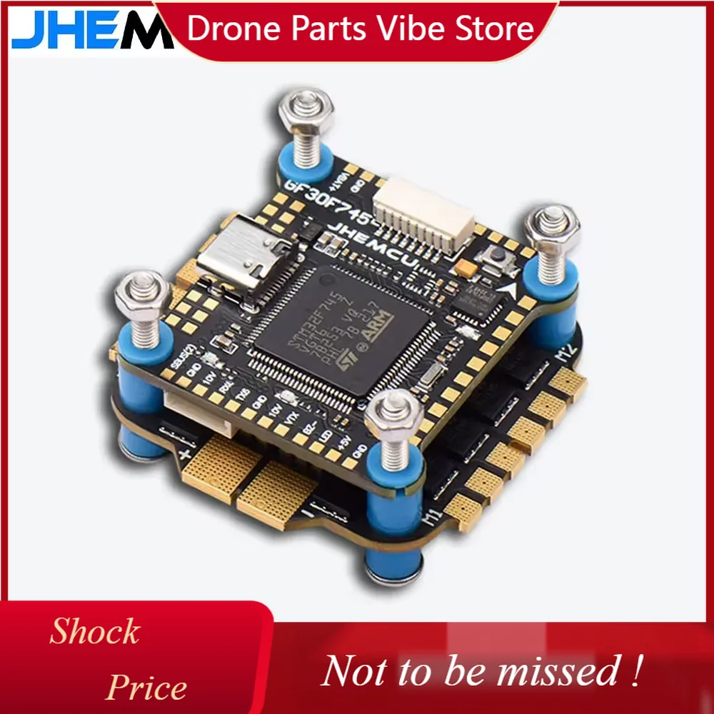 

DP JHEMCU F745 60A Stack GF30F745-ICM Flight Controller BLHELI_32 60A 4in1 ESC 3-6S 30X30mm For RC FPV Drone Quadcopter
