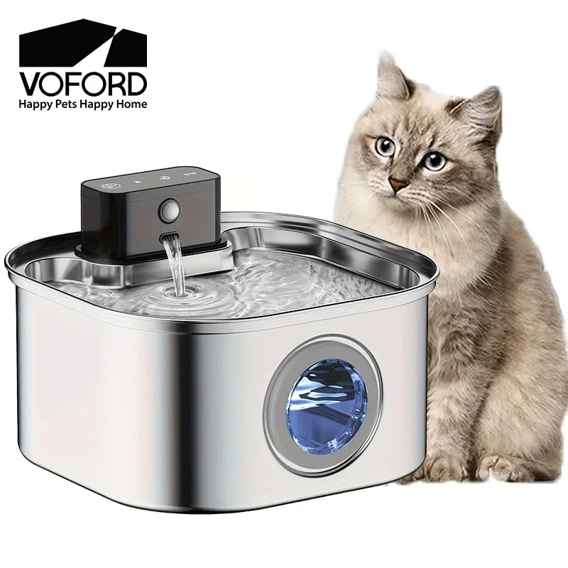

3.2L Wireless Cat Water Fountain Automatic Sensor Stainless Steel Cat Dog Water Fountain Dispenser Multiple Pet Drinking Bowls