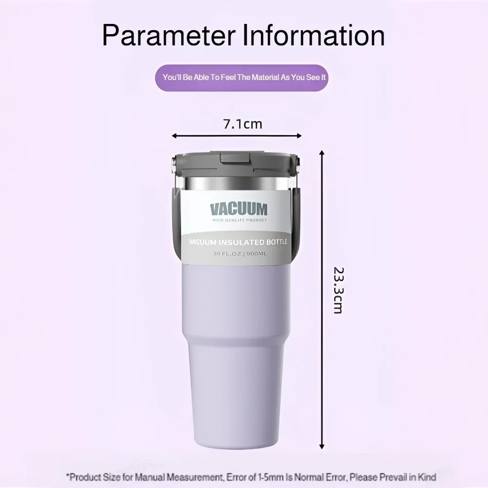 Car Thermal Mug Handheld car cup Extra Large Capacity 900ml Stainless Steel VacuumThermal Mug Handheld Portable Outdoor