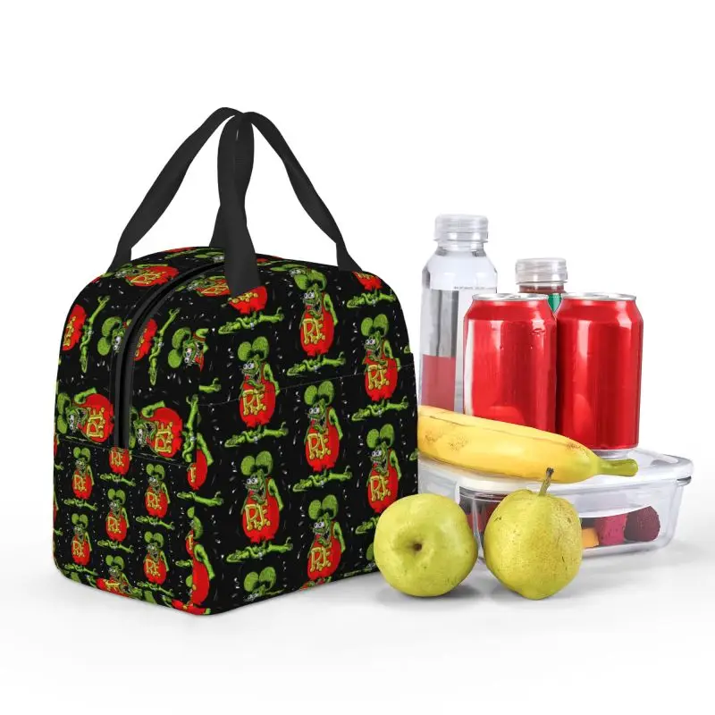 Anime Cartoon Rat Fink Resuable Lunch Box for Women Leakproof Thermal Cooler Food Insulated Lunch Bag Office Work