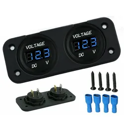 Impermeável LED voltímetro digital para carro, bateria dupla, barco Voltagem, Marine Gauge, DC 12V, 24V