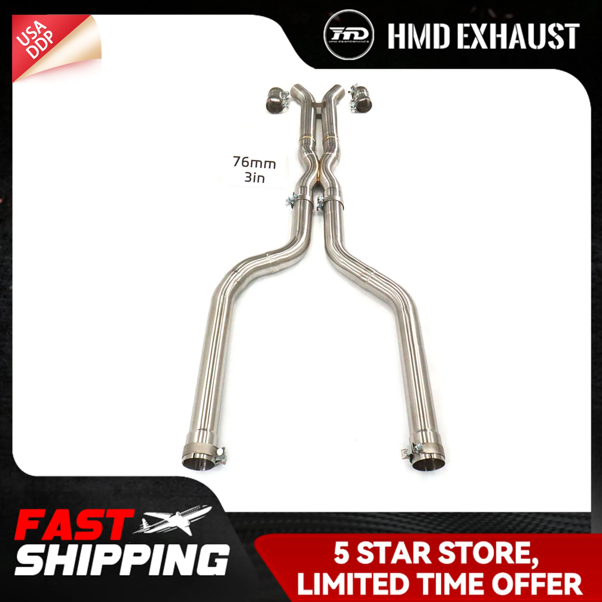 

HMD for BMW X5M X6M F95 F96 S63 Middle pipe Stainless steel Exhaust pipe Non-destructive installation