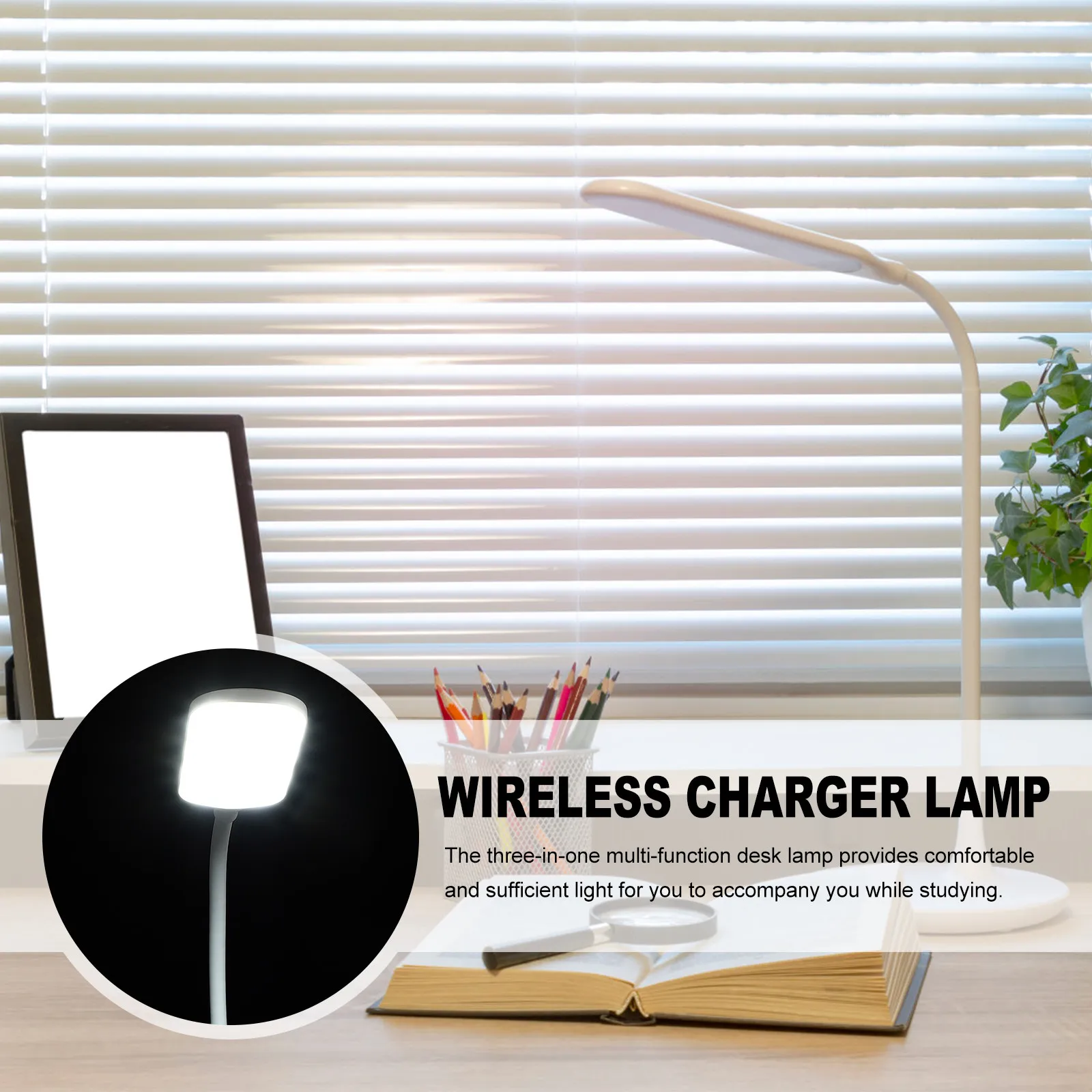 

Multipurpose Desktop Lamp 3-in-1 Design with Wireless Charging Pad Flexible Adjustable Neck LED Desk Light for Study Work Decor