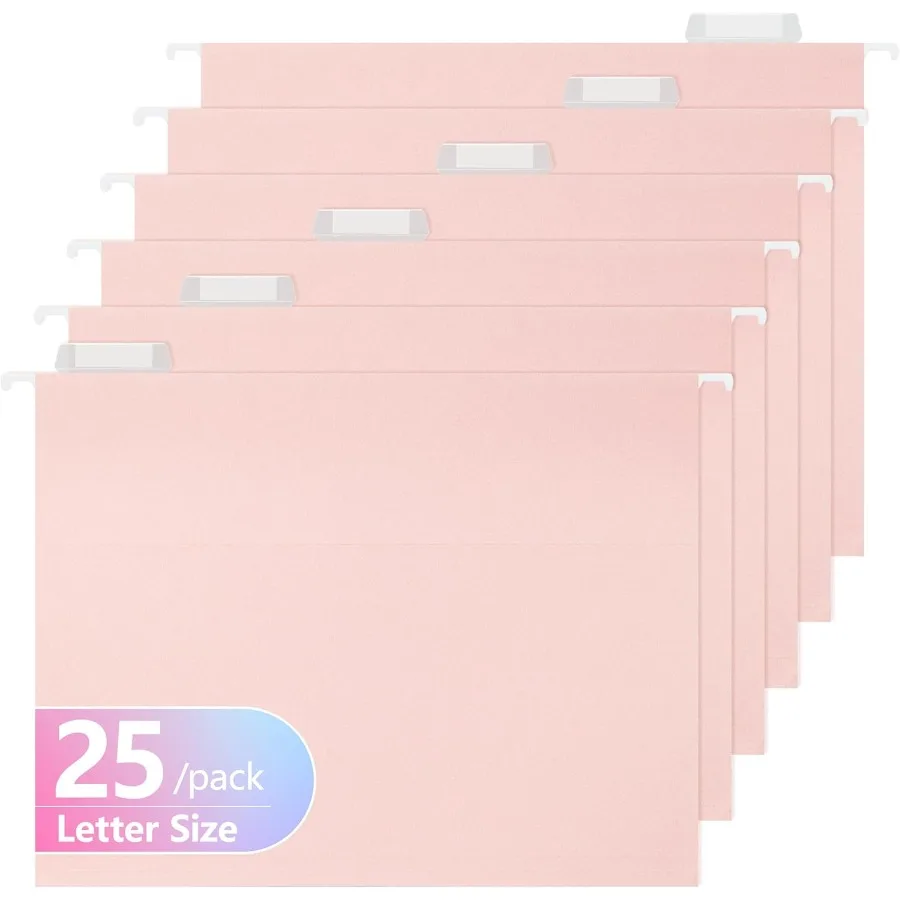مجلدات الملفات المعلقة، 25 عبوة من مجلدات التعليق المقواة بحجم الرسالة قابلة للتعديل، علامات تبويب مكونة من 5 قطع مصممة لخزانة حفظ الملفات السائبة