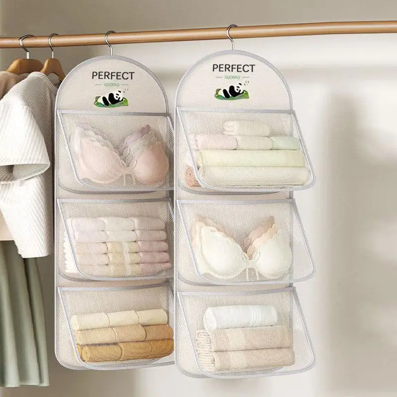 HOT!Single/Double/Three-layer Hanging Mesh Bag Closet Dormitory Hanging Bag Net Bag Underwear Storage Bag