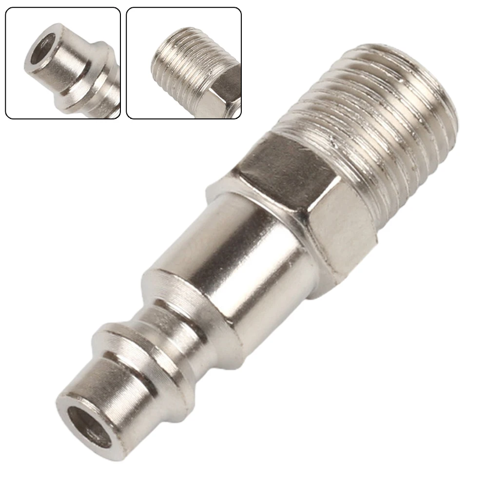 Male Thread Air Hose Adapter with NPT Threads for Air Tool Integration in Automotive Woodworking and Factory Environments