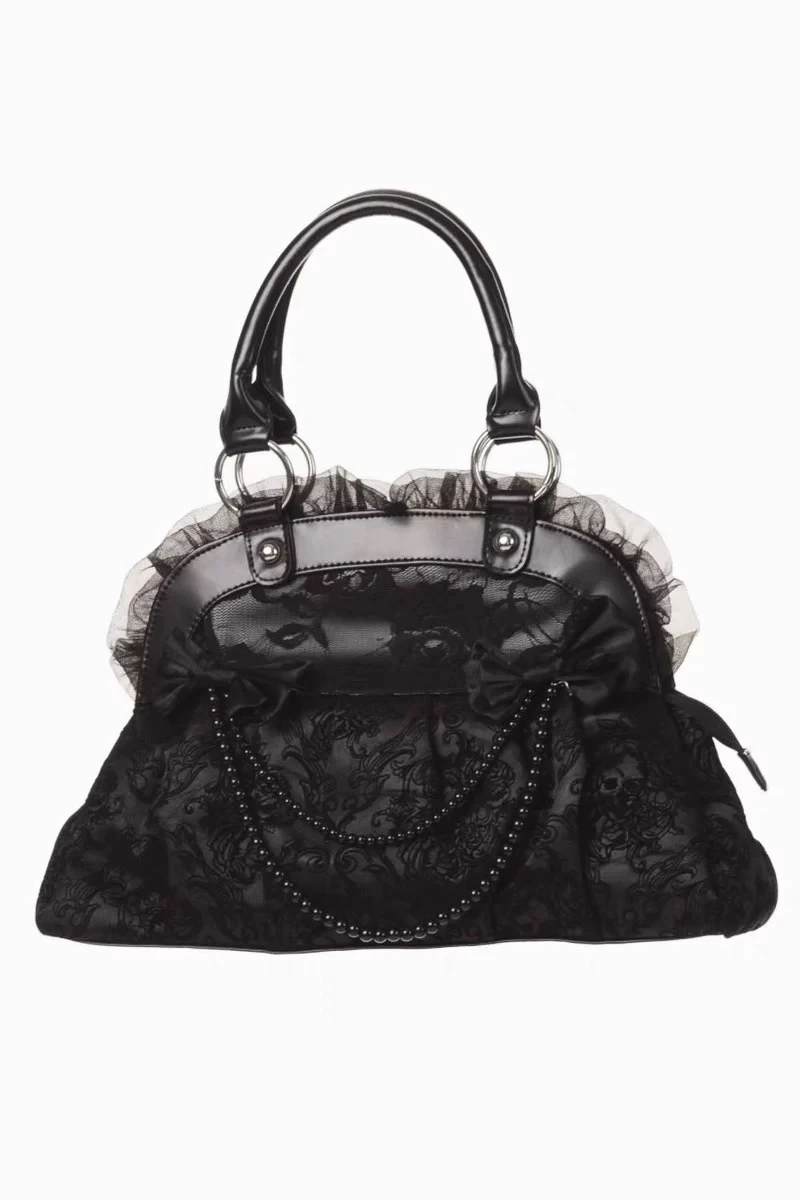 

Gothic Lolita Subculture Knot Lace Handbag BBN752 Single oulder Bag round ape Artificial Leather Material