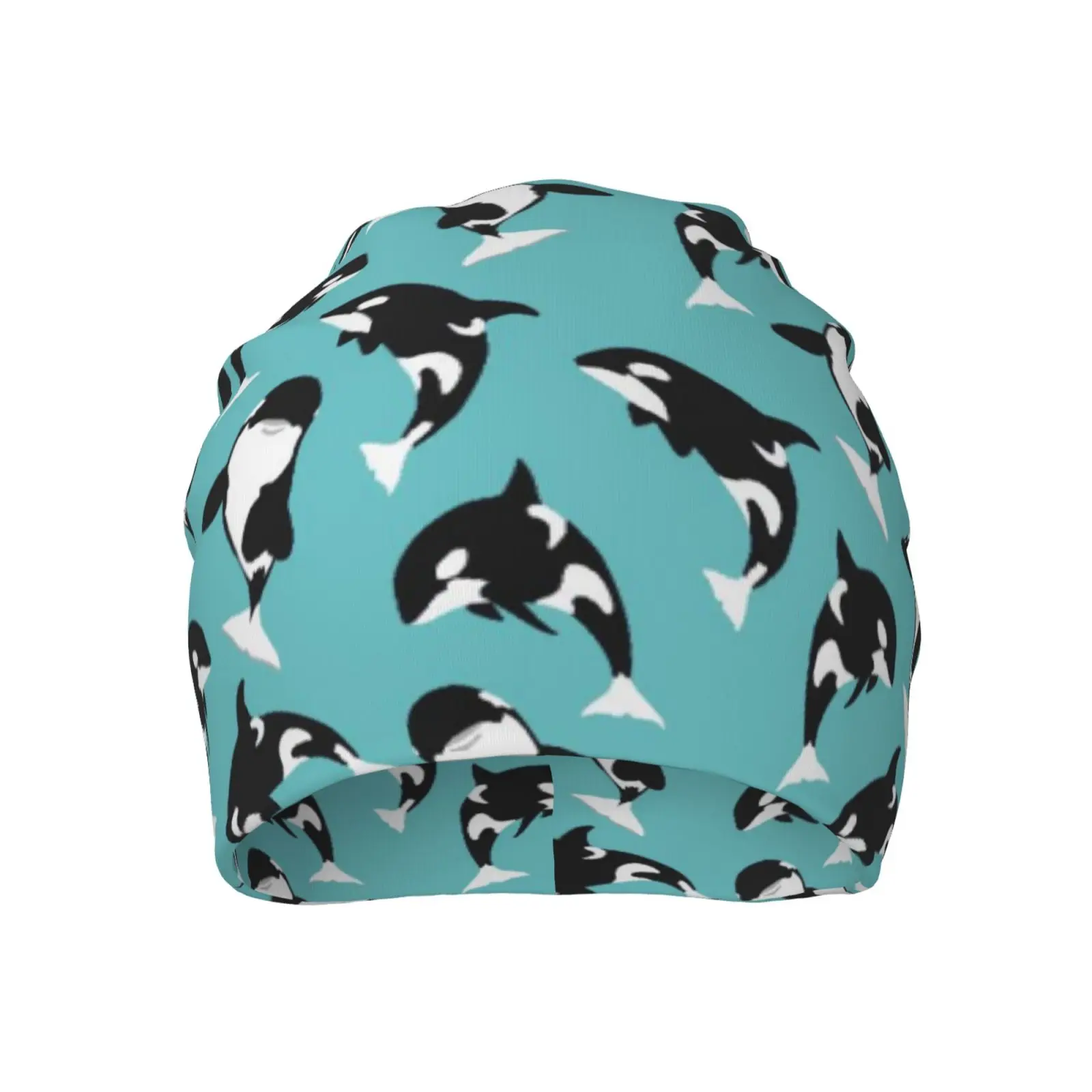 Orca Killer Whales Pattern on Blue Warm Knitted Cap Hip Hop Bonnet Hat Autumn Winter Outdoor Beanies Hats for Unisex Adult