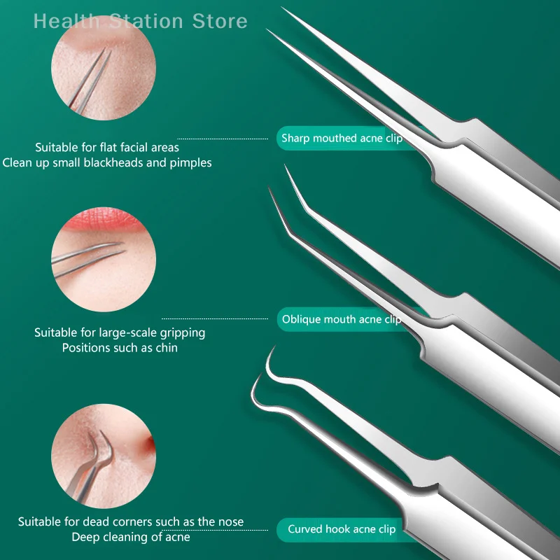 Blackhead Acne Needle Cell Pimples Blackhead Clip Tweezers With Round Tube Stainless Steel Acne Remove Needle Face Skin Care