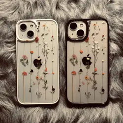 Transparent FFlower Phone Case For iPhone 15 13 14 12 11 Pro Max 15 14 7 8 Plus X XS XR Max 12 13 Mini Clear Funda Back Cover