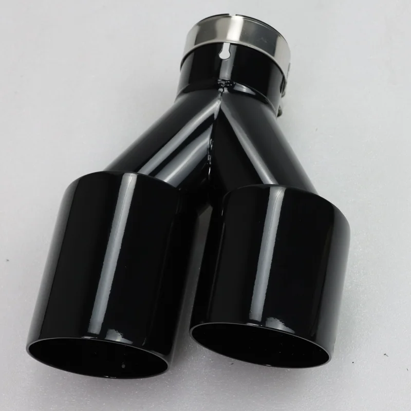 Upgrade Dual Auto Exhaust Tip Bright Black Stainless Steel For Universal Car Accessories Tailpipe Decoration Nozzles of Muffler