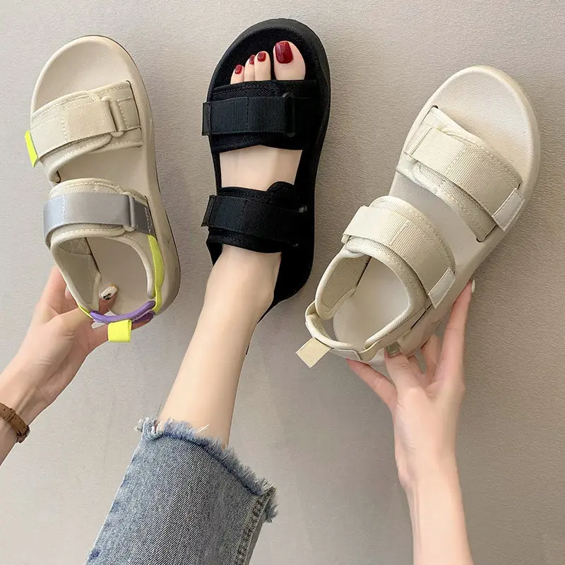 Women Open Toe Flat Sandals Ankle Strap Platform Women Sandals Summer Outdoor Casual Beach Leisure Sandals Sofe Women Shoes