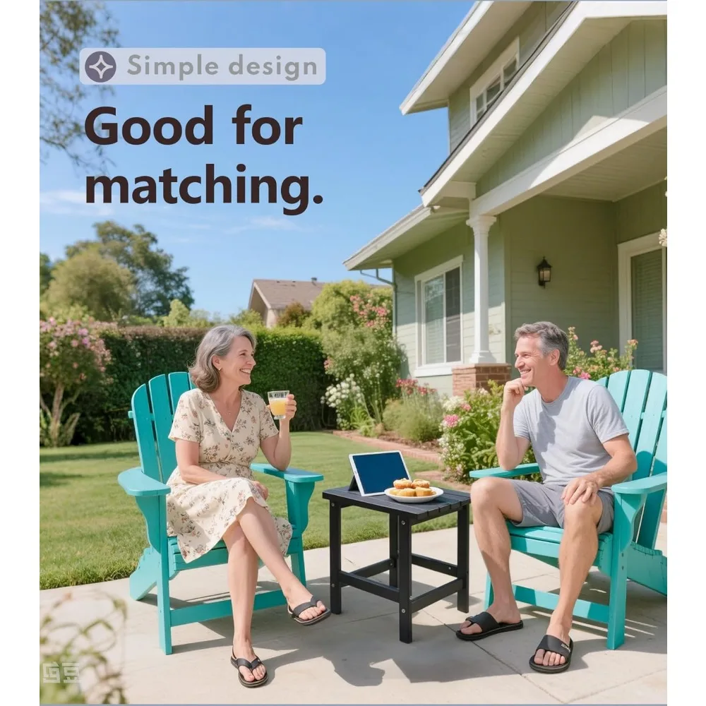 Weather-Resistant HDPE Outdoor Side Table for Patio, Backyard, Pool - Easy Maintenance in Black