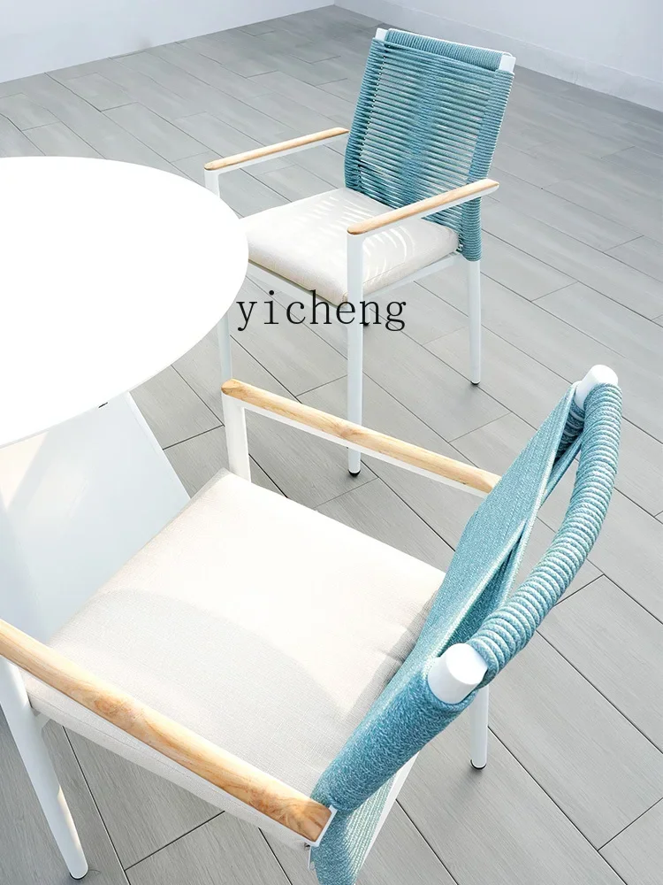 Leisure Stone Plate Table and Chair Combination Balcony Outdoor Aluminum Alloy Table and Chair Outdoor Dining Table