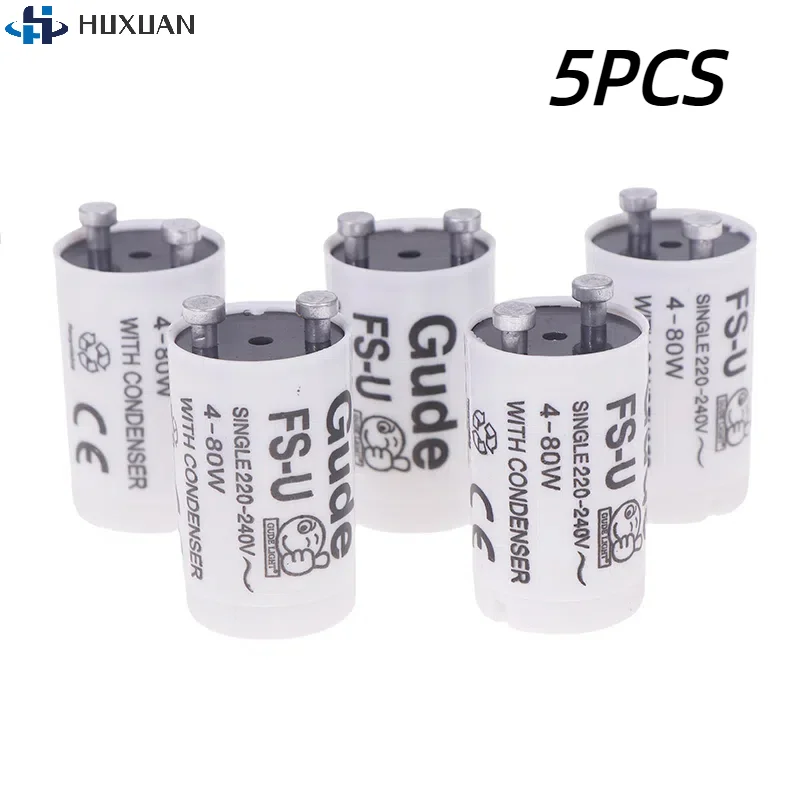 5pcs/lot Single 220V-250V 4-80W Fluorescent Lamp Starter FS-U S2 TL Starter Tube Fuse Starters