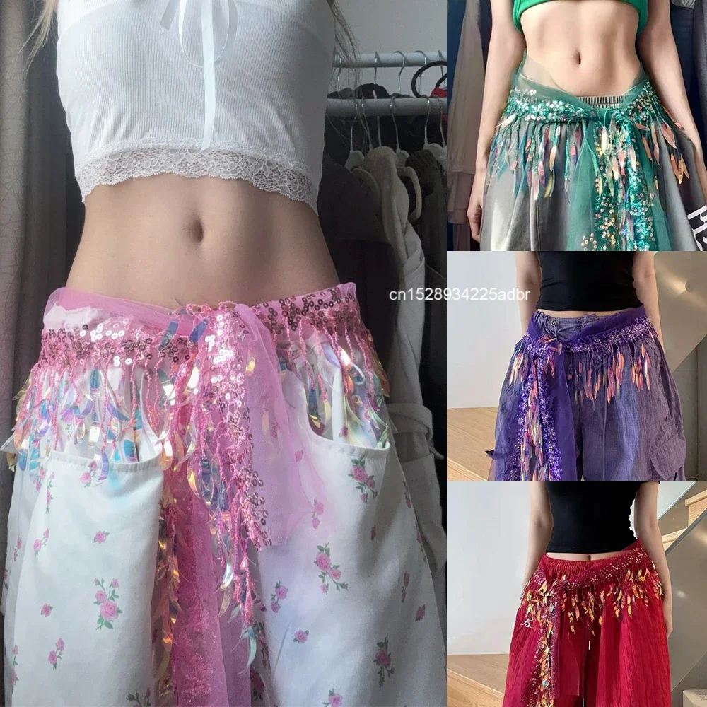 

Костюм для джазового танца, хип-шарф для женщин, блестящие кисточки, аксессуары для танца живота, пояс, восточные поясные ремни, хип-шарфы, новинка