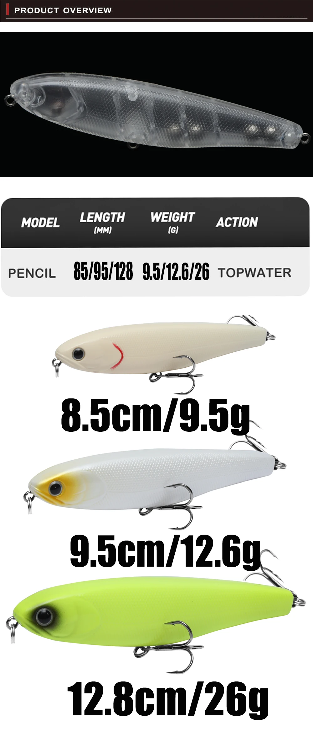 WATERBOY TW 9,5 cm 12,6g Bleistift Angeln Köder 4 Farben Fisch Köder Fabrik Wobbler Pesca Harte Künstliche Köder StickBait – Detail 1