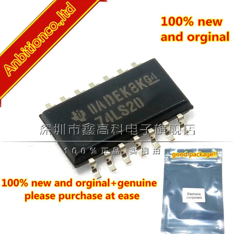 10pcs  100% new and orginal SN74LS20NSR 74LS20 SOP14 DUAL 4-INPUT POSITIVE-NAND GATES in stock