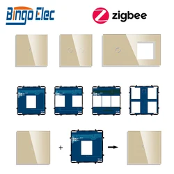 Zigbee Smart Light Switches 1/2/3/4 Gang Function Parts Glass Touch Panels EU Power USB Socket DIY Parts Free Combination